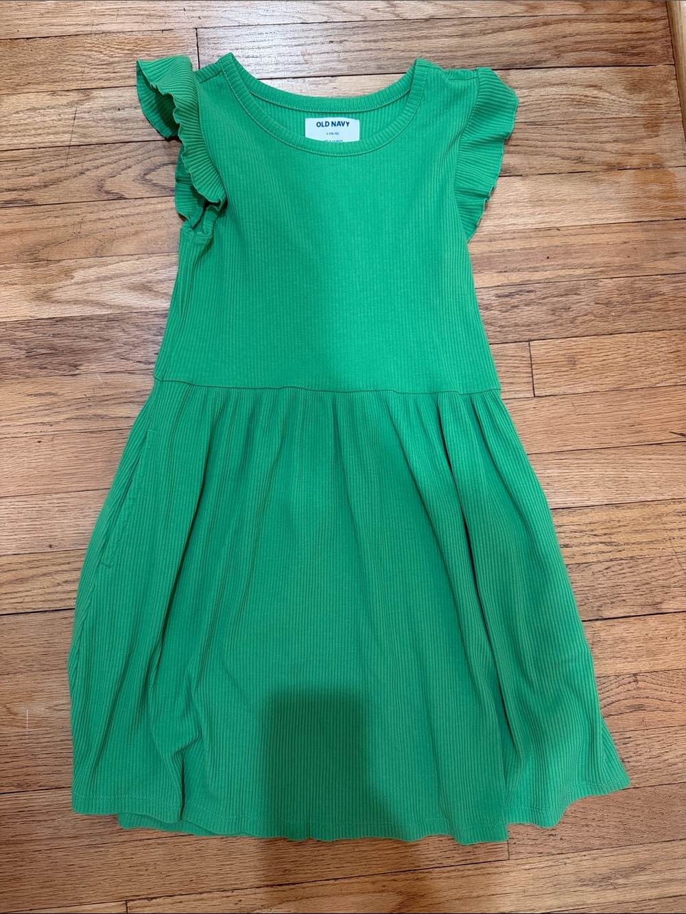 Old Navy Bright Green Ruffle-Sleeve Knit Dress